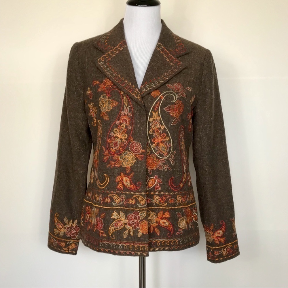 Coldwater creek embroidered jacket/Blazer S